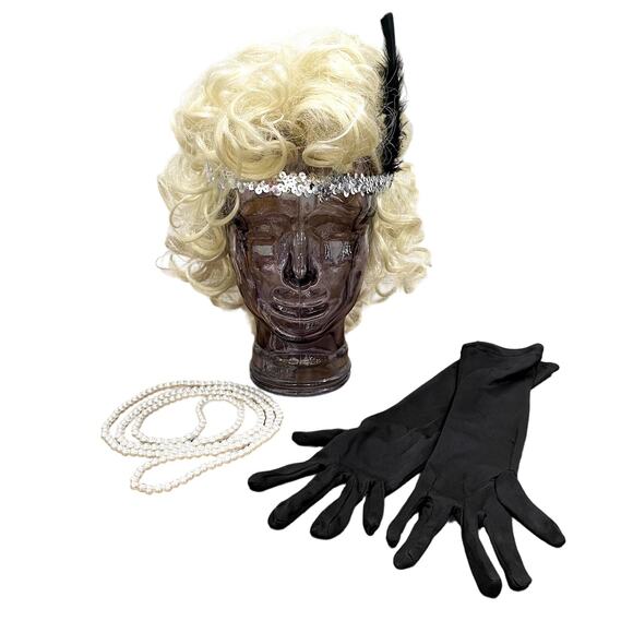 Spirit Size S Flapper Costume & Accessories Wig Necklace Gloves Halloween - Picture 3 of 15